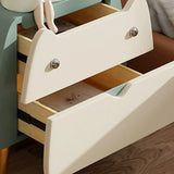 Animal Theme Leather Wood Kids Nightstand with 2-Drawer Image - 13