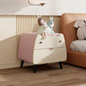 Animal Theme Leather Wood Kids Nightstand with 2-Drawer Image - 2