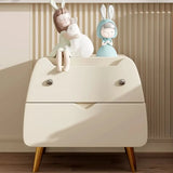 Animal Theme Leather Wood Kids Nightstand with 2-Drawer Image - 5