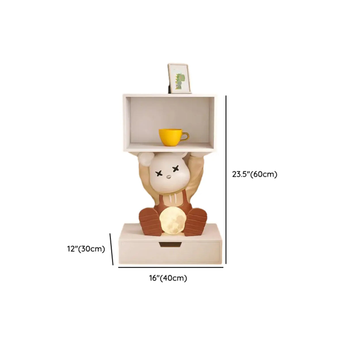 Animal Theme Resin Kids Nightstand with Open Storage Image - 9