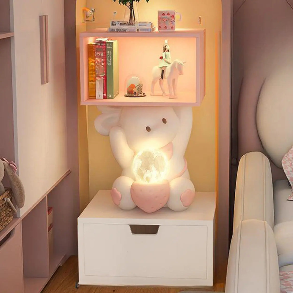 Animals Resin Wood Tip Resistant Light Kids Nightstand Image - 13