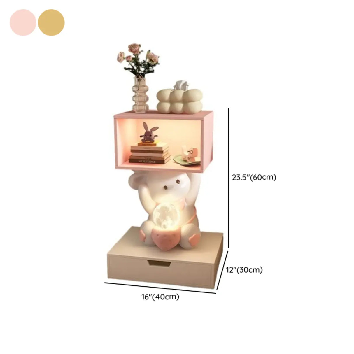 Animals Resin Wood Tip Resistant Light Kids Nightstand Image - 18