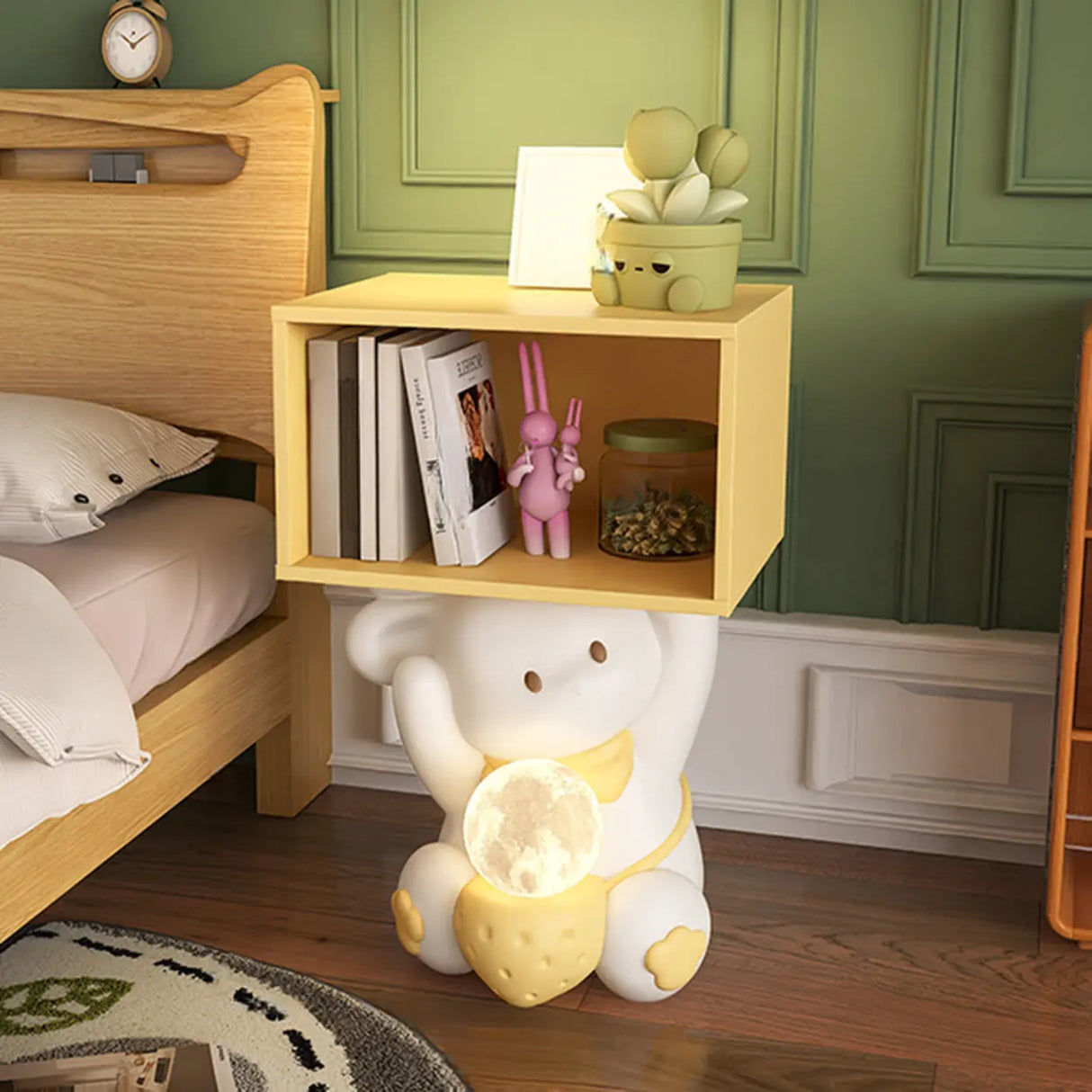 Animals Resin Wood Tip Resistant Light Kids Nightstand Image - 3