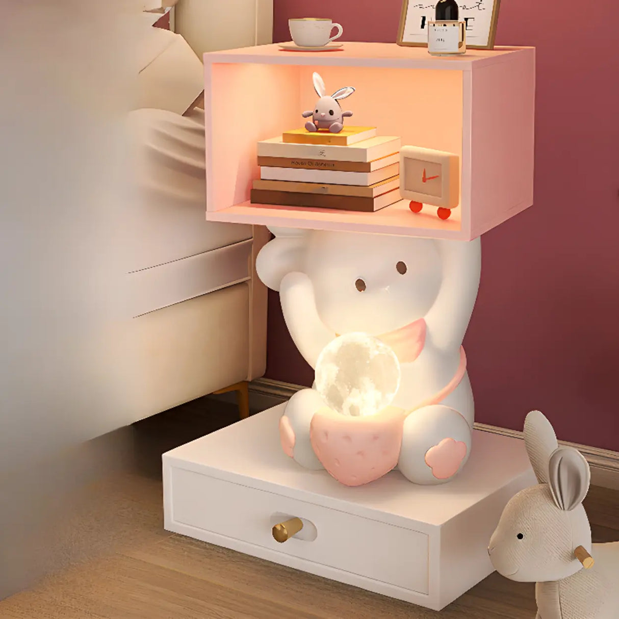 Animals Resin Wood Tip Resistant Light Kids Nightstand Image - 4