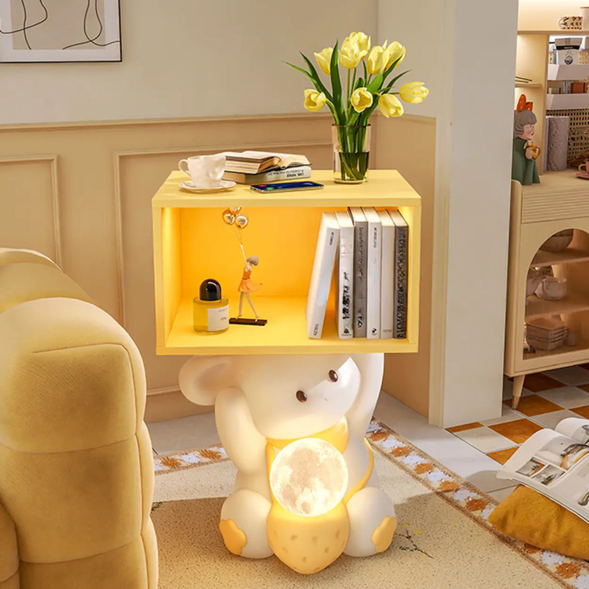 Animals Resin Wood Tip Resistant Light Kids Nightstand Image - 8