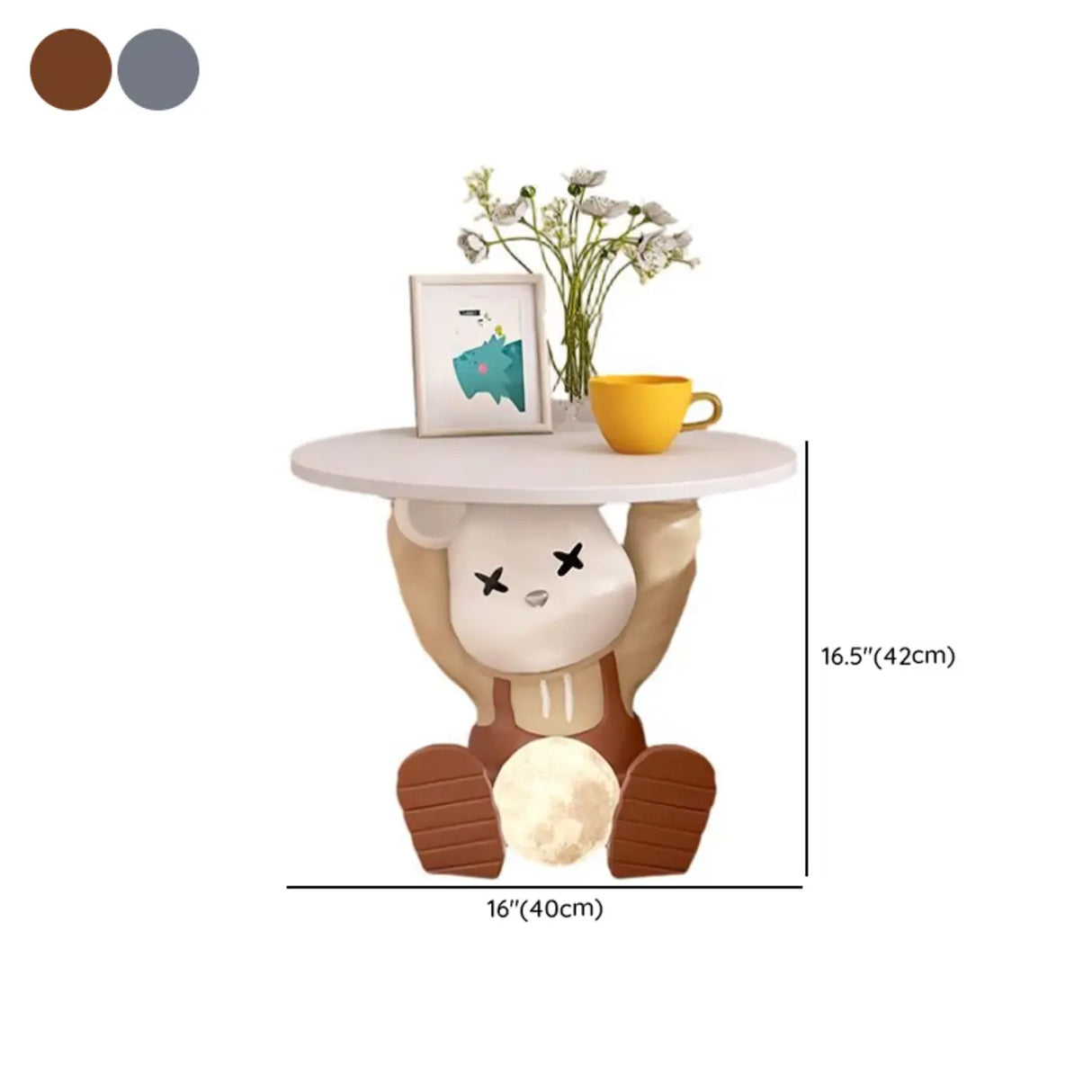 Animals Theme Kids Resin Wood Nightstand with Lights Image - 13
