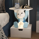 Animals Theme Kids Resin Wood Nightstand with Lights Image - 1