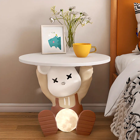 Animals Theme Kids Resin Wood Nightstand with Lights Image - 2