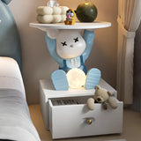 Animals Theme Kids Resin Wood Nightstand with Lights Image - 4