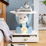 Animals Theme Kids Resin Wood Nightstand with Lights Image - 6