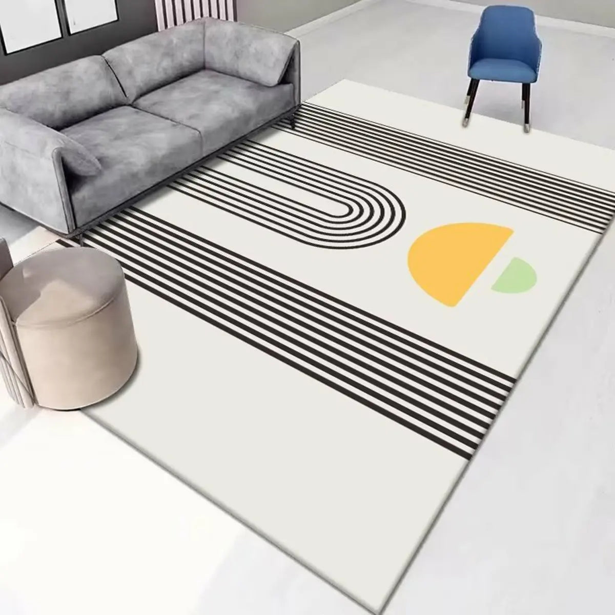 Anti-Slip Backing Modern Abstract Pattern Area Rug Image - 1