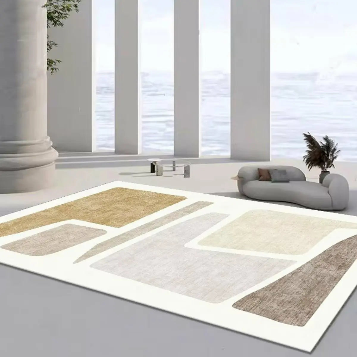 Anti-Slip Backing Modern Abstract Pattern Area Rug Image - 12