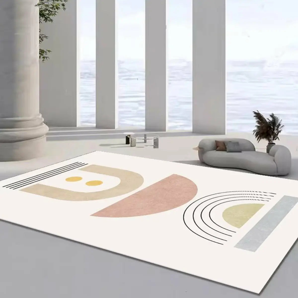 Anti-Slip Backing Modern Abstract Pattern Area Rug Image - 5