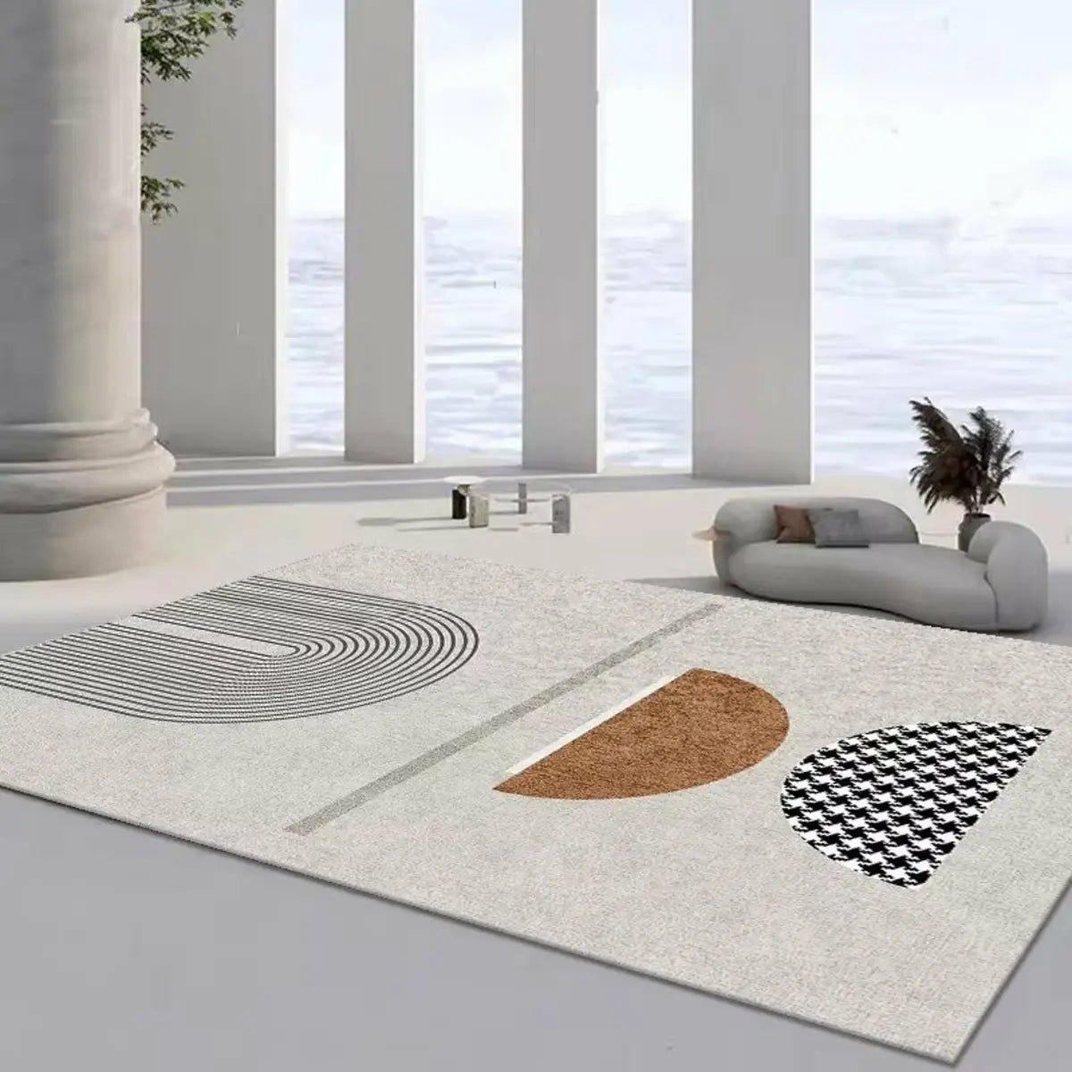 Anti-Slip Backing Modern Abstract Pattern Area Rug Image - 7