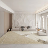 Anti-Slip Modern Geometric Plush Apricot Area Rug Image - 1