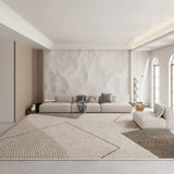 Anti-Slip Modern Geometric Plush Apricot Area Rug Image - 2