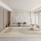 Anti-Slip Modern Geometric Plush Apricot Area Rug Image - 3