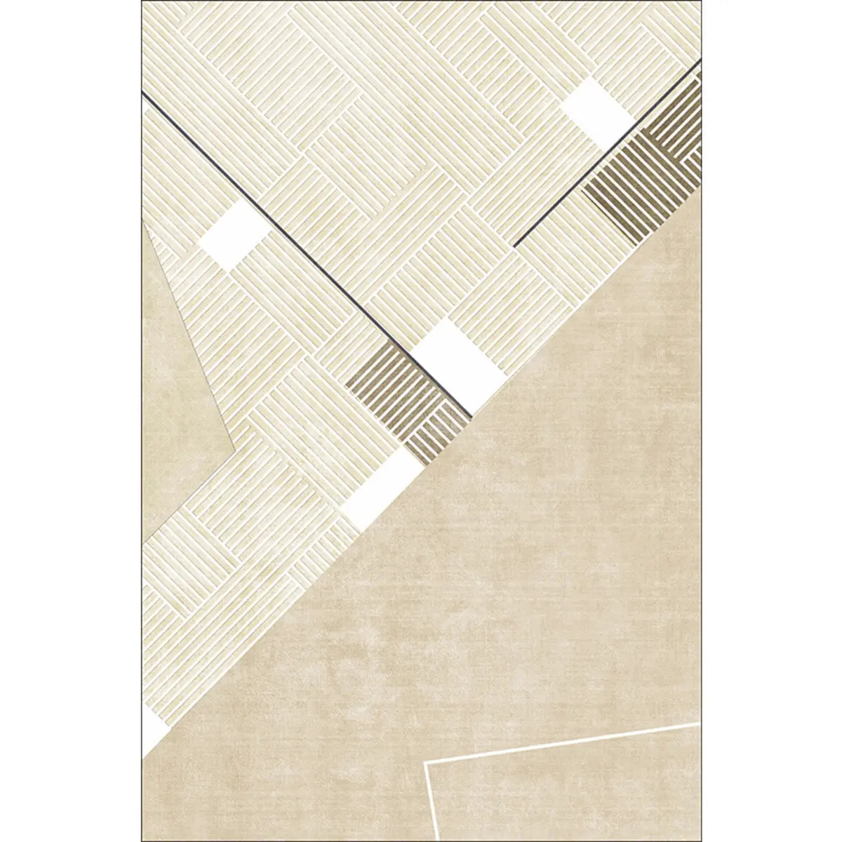 Anti-Slip Modern Geometric Plush Apricot Area Rug Image - 6