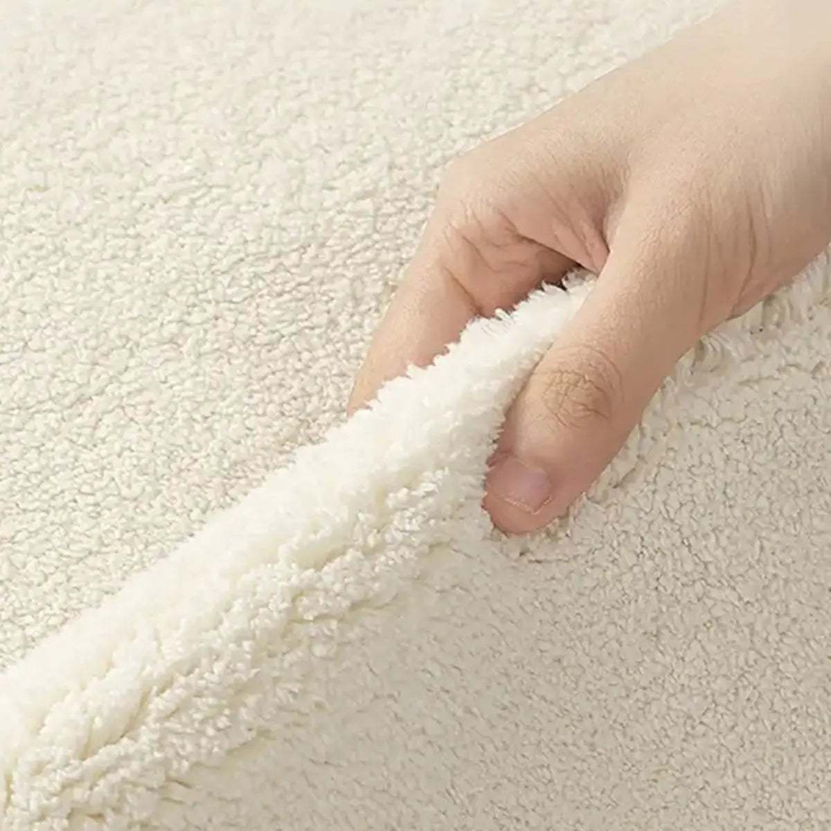 Anti-Slip Modern Geometric Plush Apricot Area Rug Image - 7