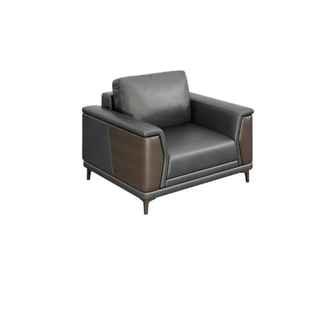 Antimicrobial Stain Resistant Black Leather Sofa Set Image - 2