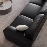 Antimicrobial Waterproof Leather Black 3 Seater Sofa Image - 10