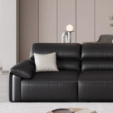 Antimicrobial Waterproof Leather Black 3 Seater Sofa Image - 11