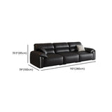 Antimicrobial Waterproof Leather Black 3 Seater Sofa #size