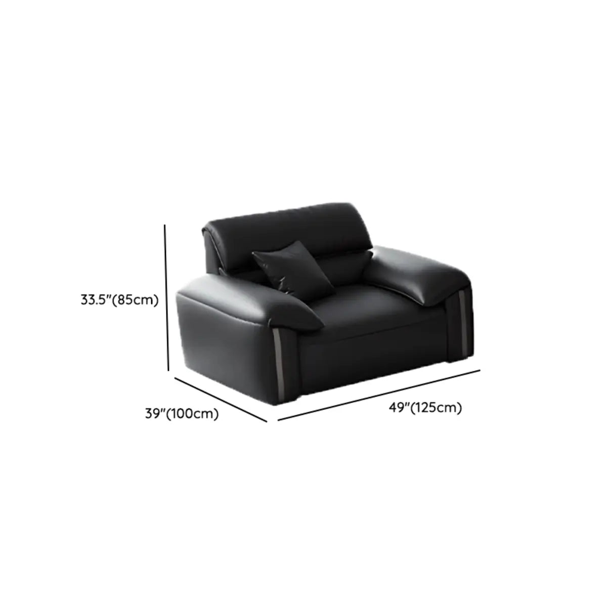 Antimicrobial Waterproof Leather Black 3 Seater Sofa Image - 15