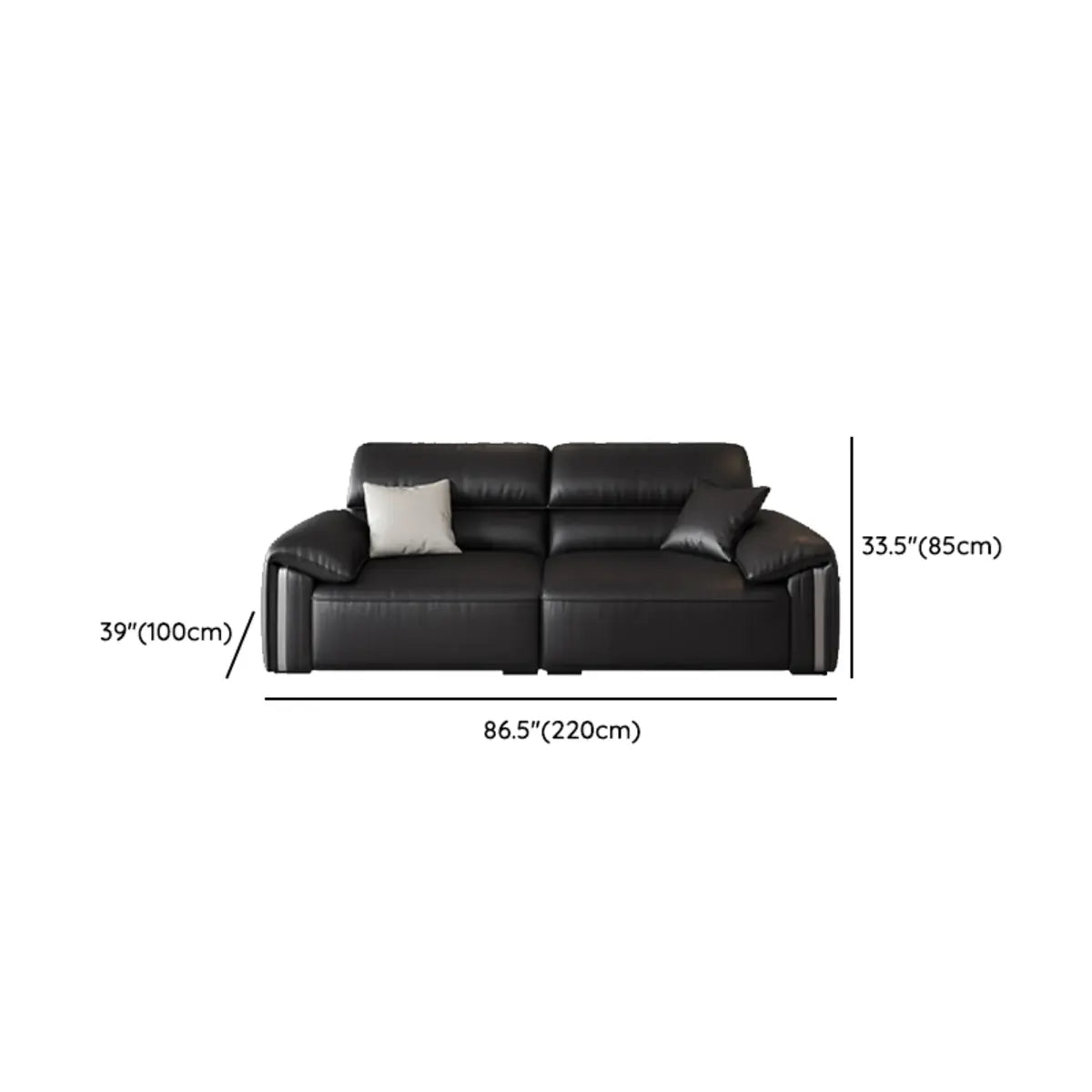 Antimicrobial Waterproof Leather Black 3 Seater Sofa Image - 16