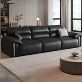 Antimicrobial Waterproof Leather Black 3 Seater Sofa Image - 6