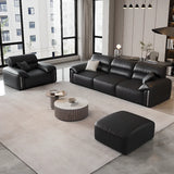 Antimicrobial Waterproof Leather Black 3 Seater Sofa Image - 7