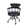 Antique Black Leather Chesterfield Office Chair with Casters Image - 10