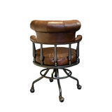 Antique Black Leather Chesterfield Office Chair with Casters Image - 9