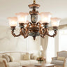 Antique Bronze Frosted Glass Flower Chandelier Bedroom Image - 10