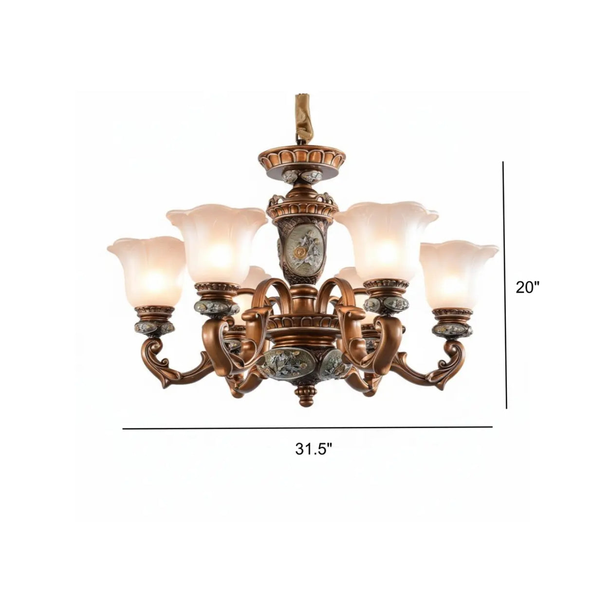 Antique Bronze Frosted Glass Flower Chandelier Bedroom 