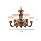 Antique Bronze Frosted Glass Flower Chandelier Bedroom #size