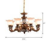 Antique Bronze Frosted Glass Flower Chandelier Bedroom Image - 17