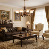 Antique Bronze Frosted Glass Flower Chandelier Bedroom Image - 18