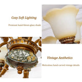 Antique Bronze Frosted Glass Flower Chandelier Bedroom Image - 4