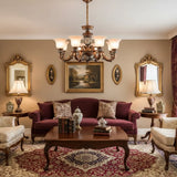 Antique Bronze Frosted Glass Flower Chandelier Bedroom Image - 8