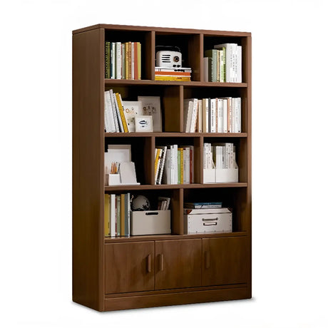 Antique Brown Reclaimed Wood Doors Vertical Bookcase Image - 9