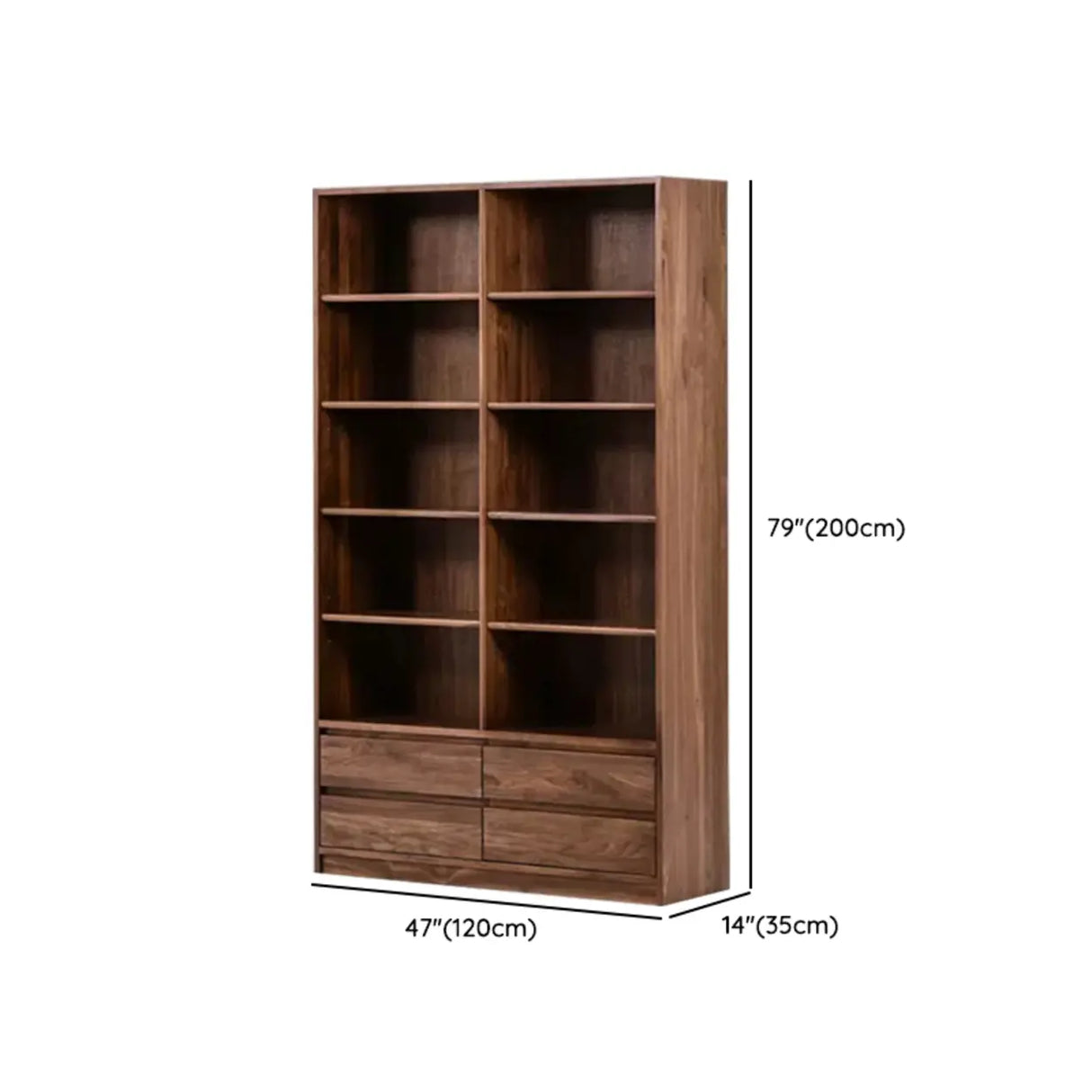 Antique Brown Vertical Wooden Storage Tall Bookcase 