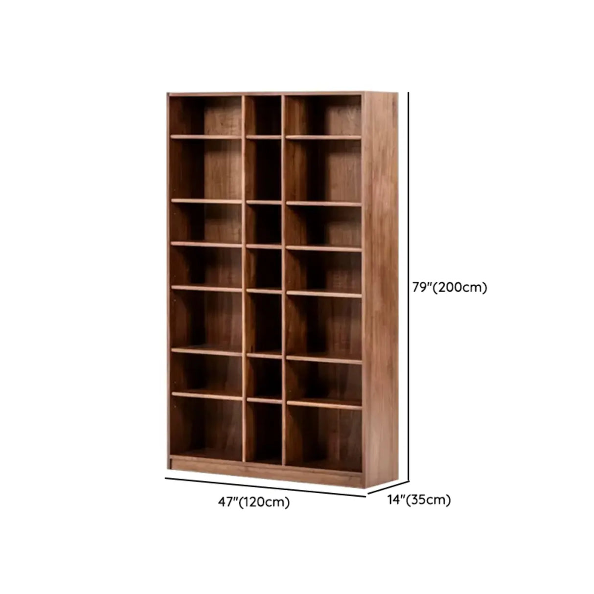 Antique Brown Vertical Wooden Storage Tall Bookcase Image - 15