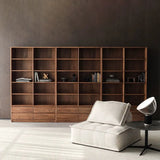 Antique Brown Vertical Wooden Storage Tall Bookcase Image - 12