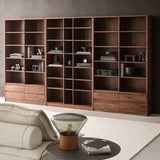 Antique Brown Vertical Wooden Storage Tall Bookcase Image - 13