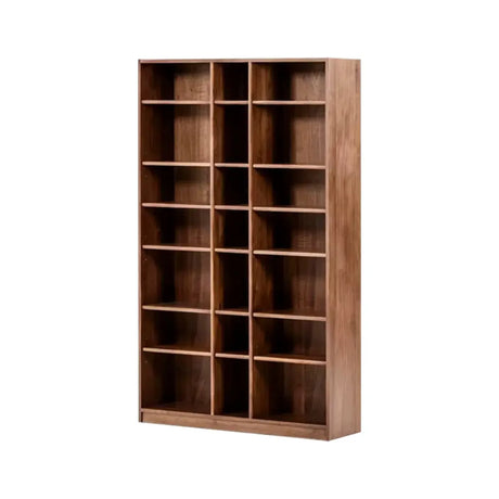 Antique Brown Vertical Wooden Storage Tall Bookcase Image - 2