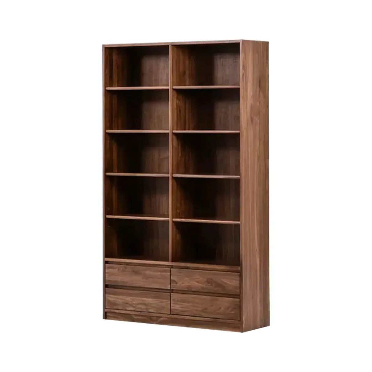 Antique Brown Vertical Wooden Storage Tall Bookcase Image - 7