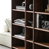 Antique Brown Vertical Wooden Storage Tall Bookcase Image - 9