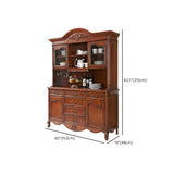 Antique Carved Wooden Kitchen Brown Tall China Cabinet Image - 11