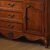 Antique Carved Wooden Kitchen Brown Tall China Cabinet Image - 4